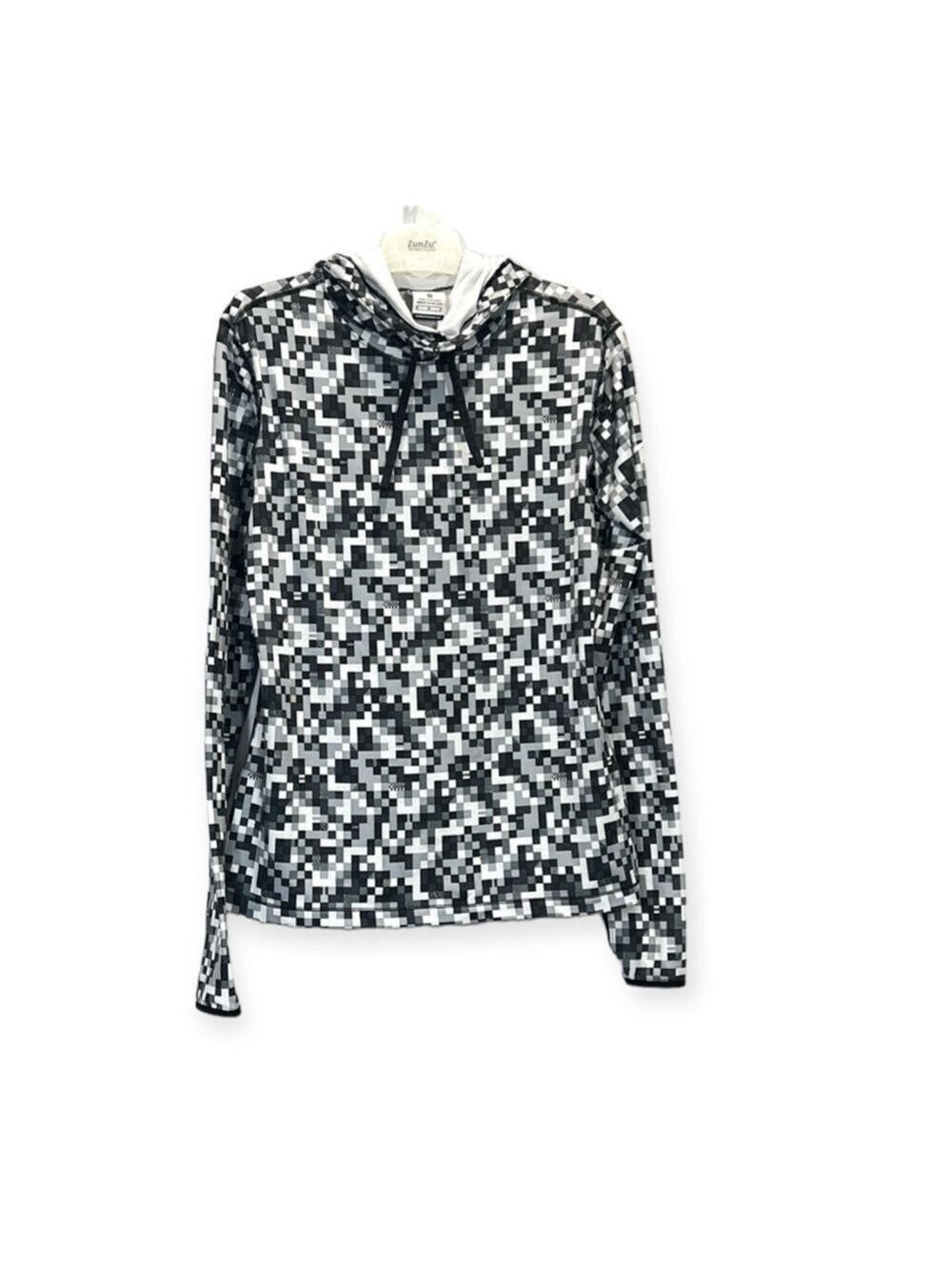 Nike Hooded Pullover Pixel Print Pro Dri-Fit Athletic Top Sz M Long Sleeve